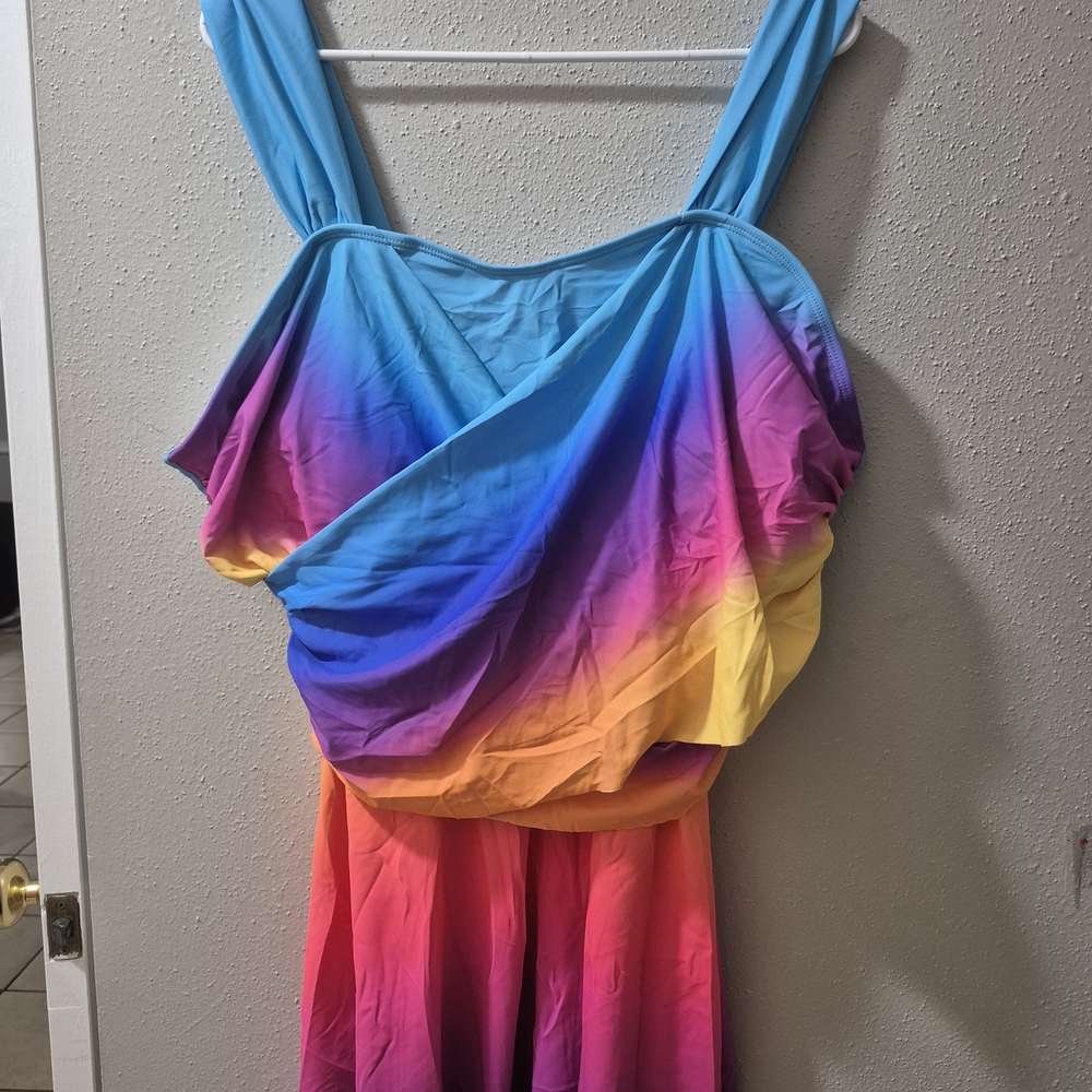 SHEIN Multicolor Gradient Women's One Piece Swimsuit